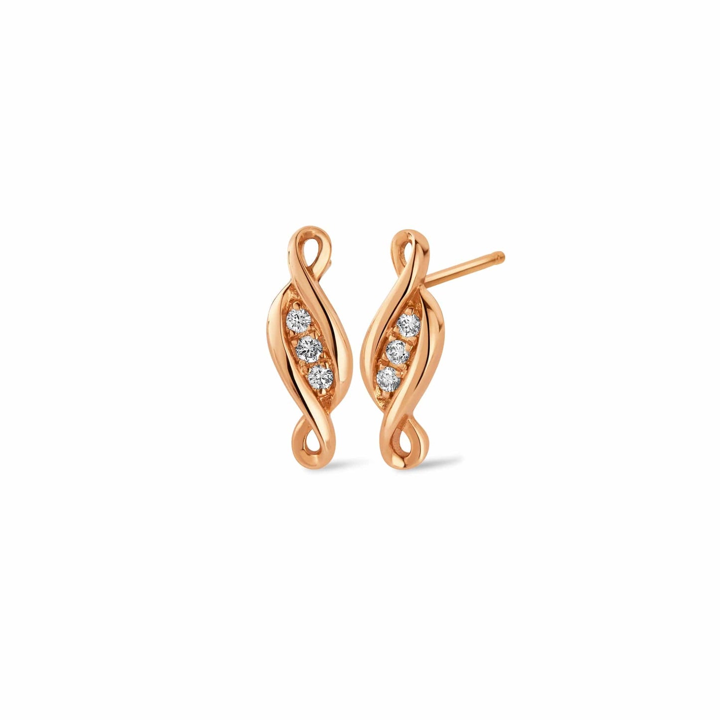 Past Present Future® 18ct Solid Gold 1854 Blend Stud Earrings with Diamonds