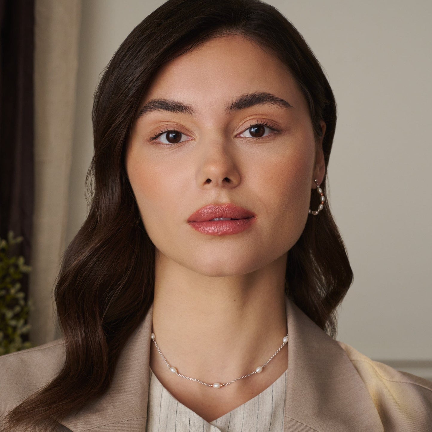 Nature's Wonder Sterling Silver Beachcomber Hoop Earrings with Pearls