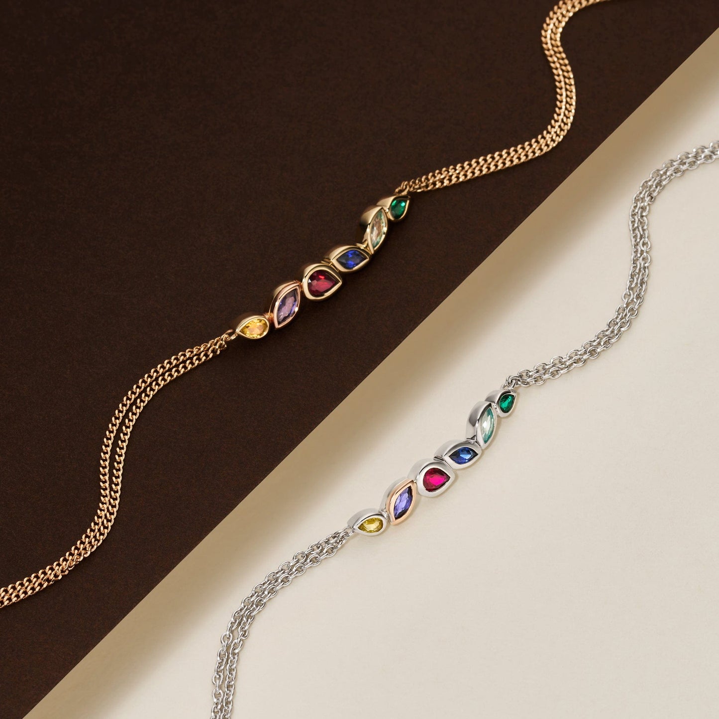 Cariad® 9ct Solid Gold Lab-Grown Multi-Stone Bracelet