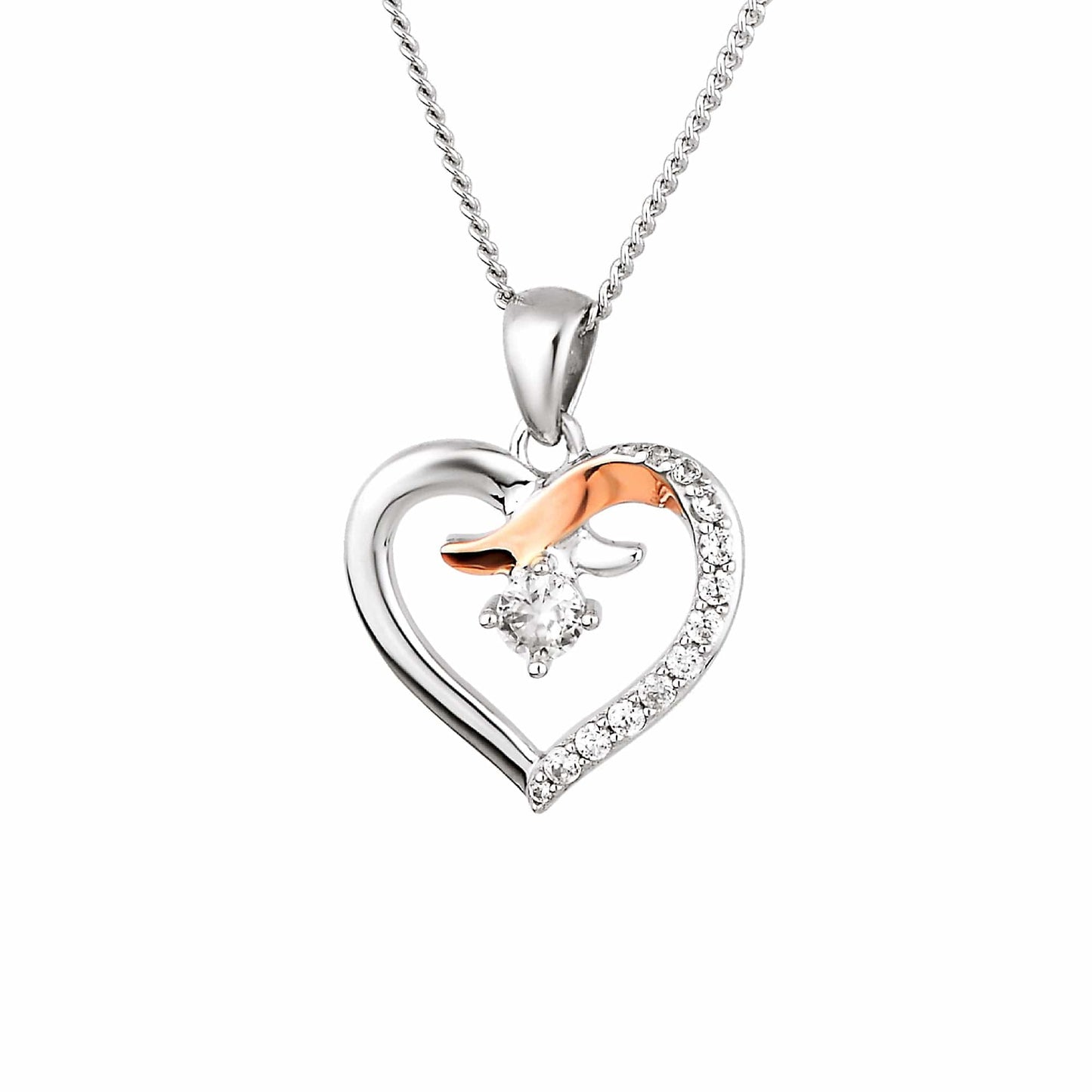 Forever Yours Sterling Silver Kiss Pendant with Zircon