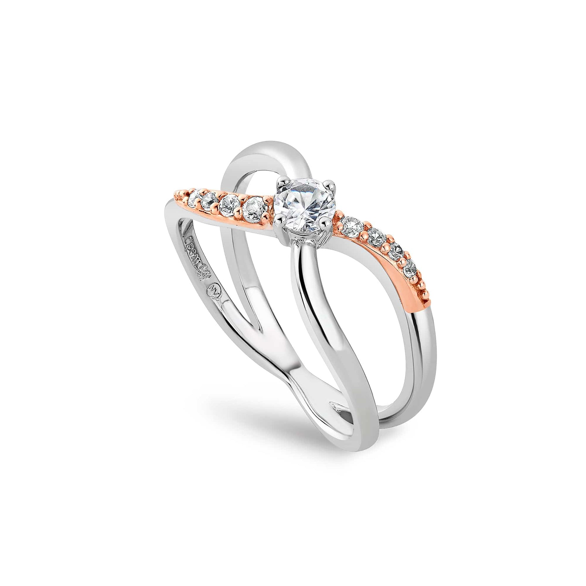 Forever Yours Sterling Silver Kiss Ring with Zircon
