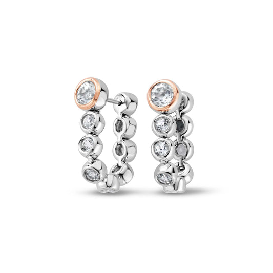 Clogau® Celebration Sterling Silver Drop-Hoop Tennis Earrings with Topaz