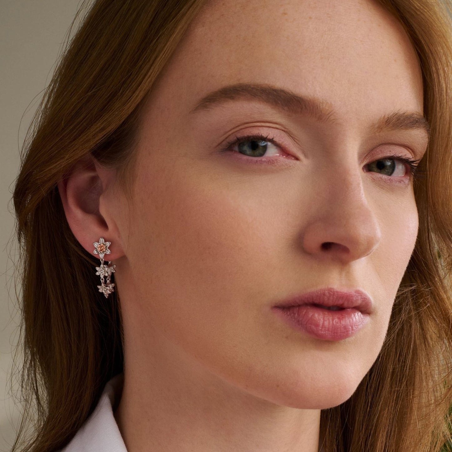 Nature's Wonder Sterling Silver Daffodil Drop-Hoop Earrings