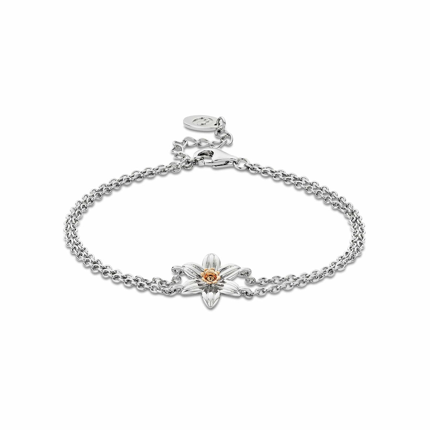 Nature's Wonder Sterling Silver Daffodil Double-Chain Bracelet