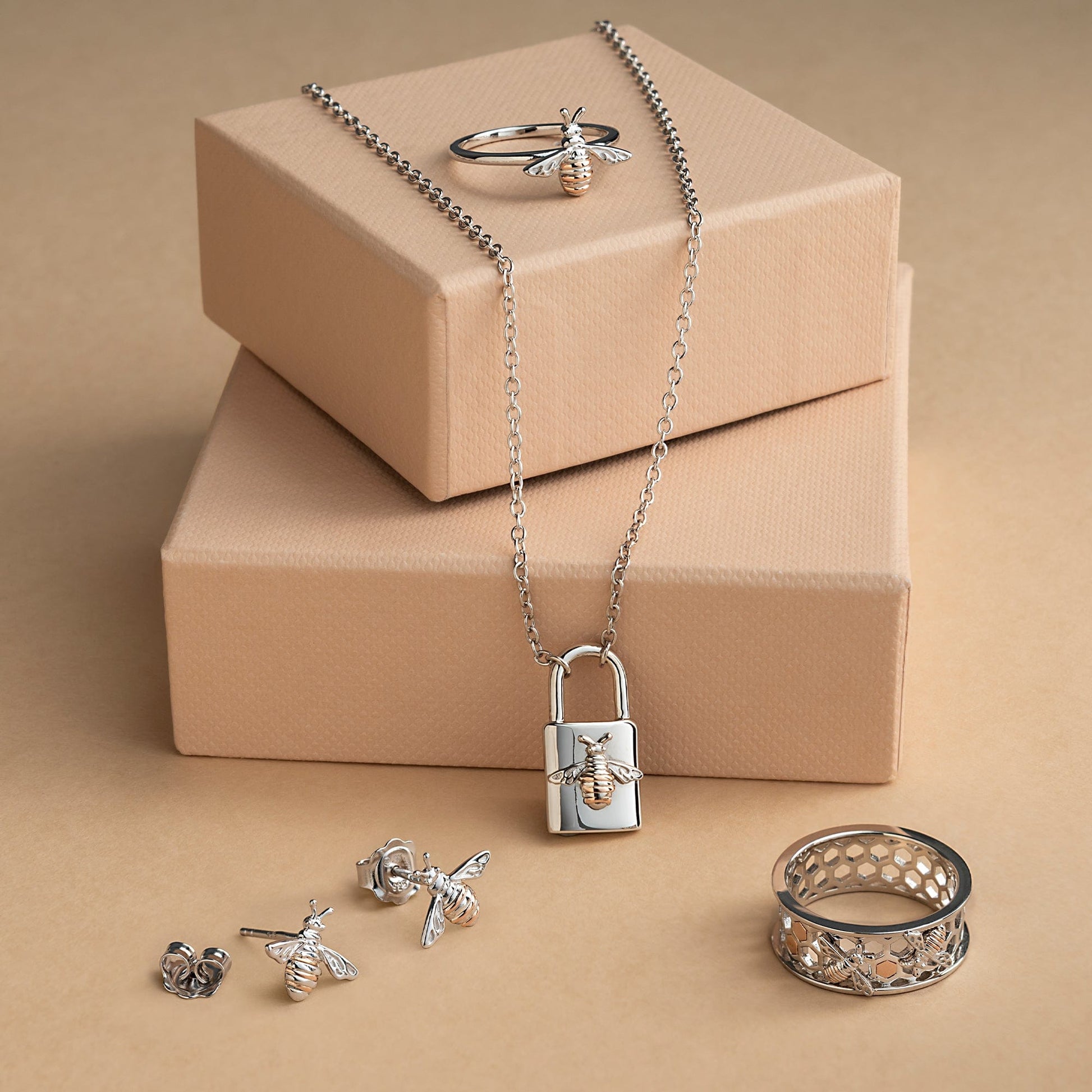 Nature's Wonder Sterling Silver Honey Bee Stud Earrings