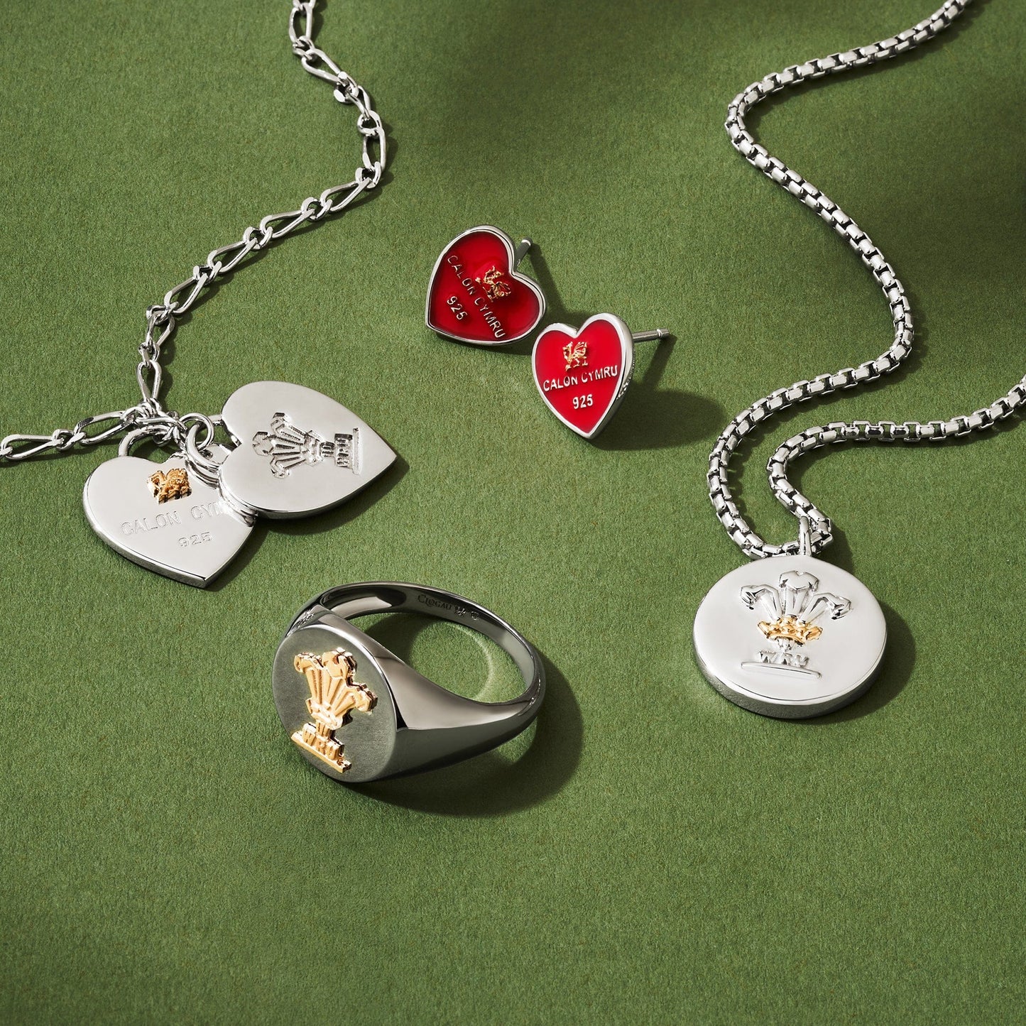 WRU Sterling Silver Welsh Heart Stud Earrings