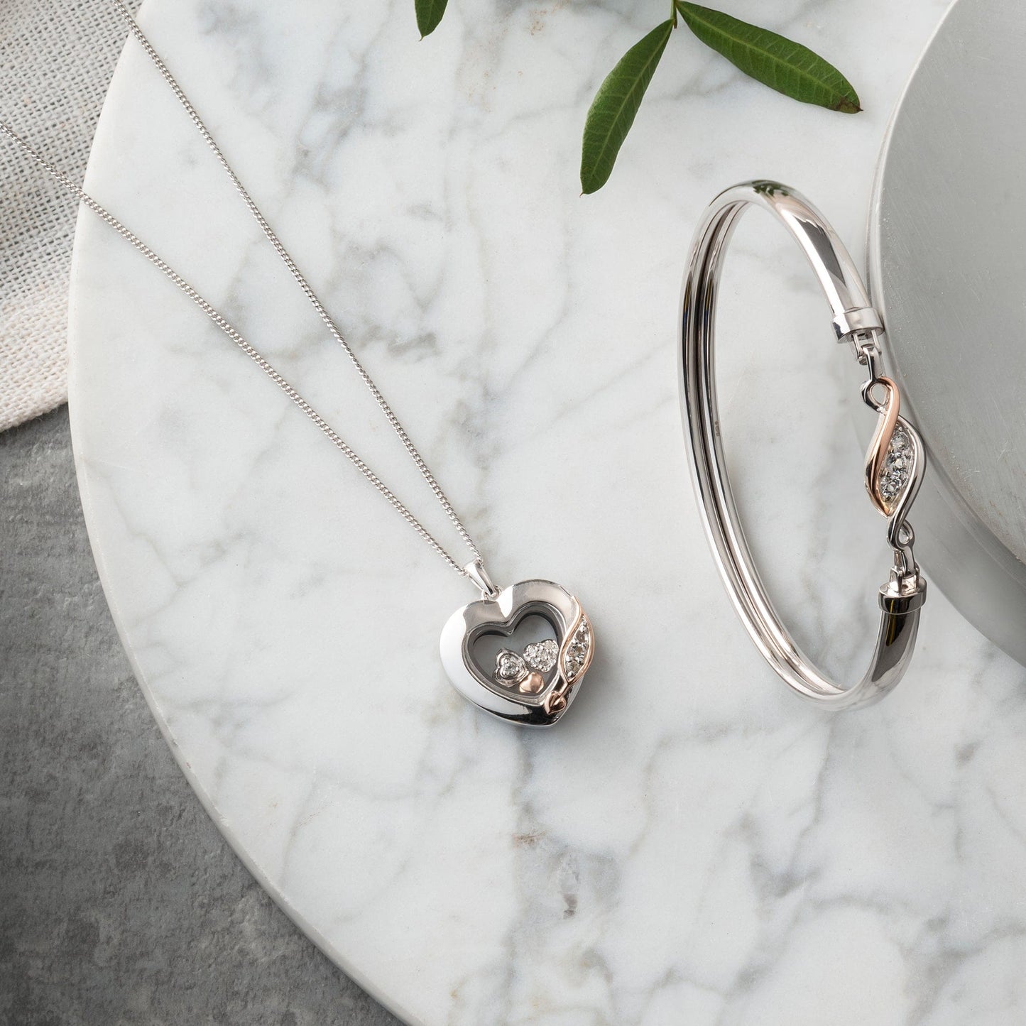 Past Present Future® Sterling Silver Heart Inner Charm Pendant with Topaz