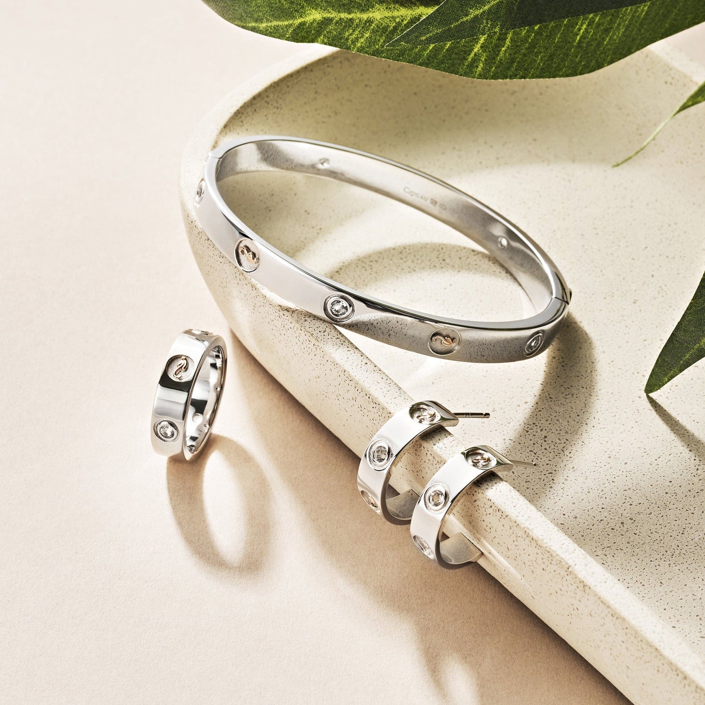 Insignia Sterling Silver Half-Hoop Earrings with Topaz