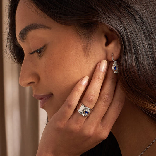 Royal Clogau® Sterling Silver Diana Ring with Sapphire & Topaz