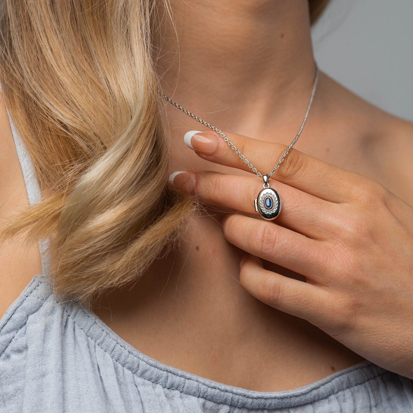 Royal Clogau®  Sterling Silver Diana Locket with Sapphire & Topaz