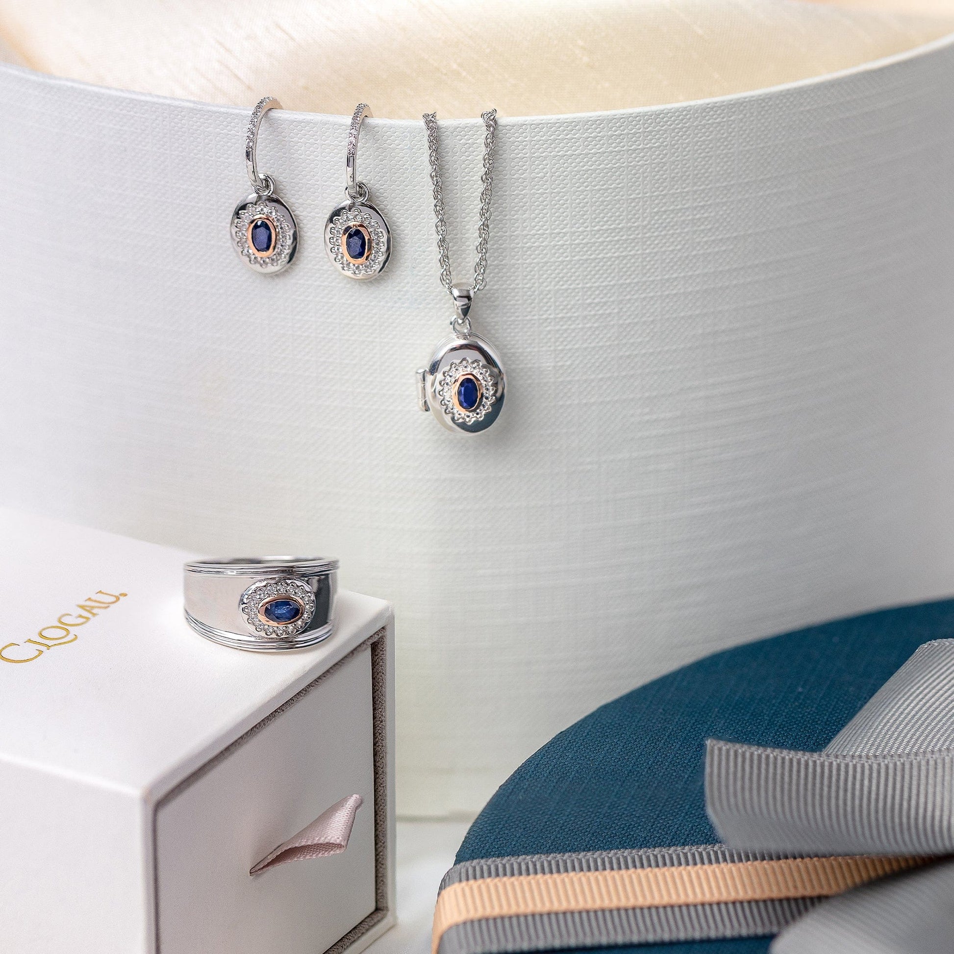 Royal Clogau®  Sterling Silver Diana Locket with Sapphire & Topaz