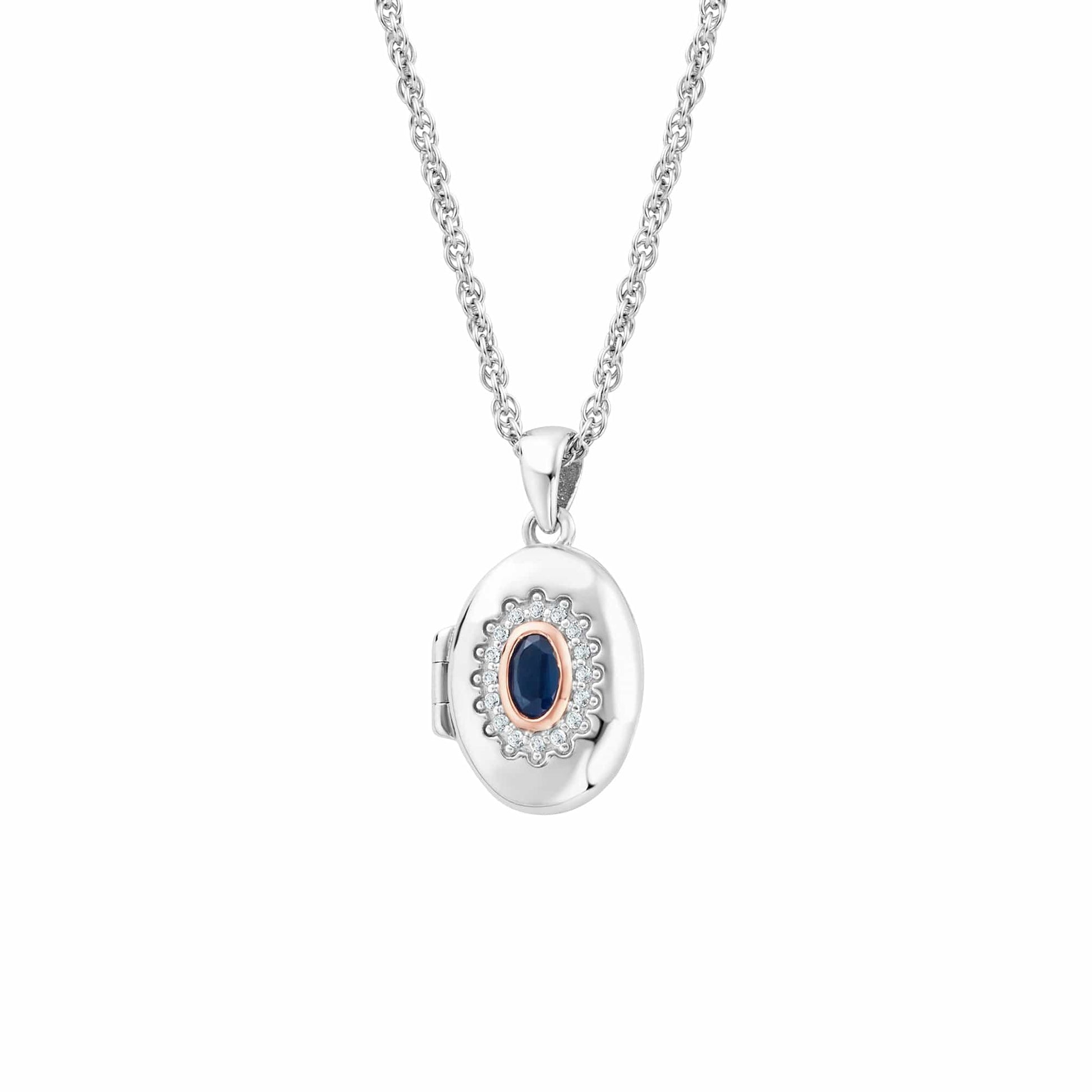 Royal Clogau®  Sterling Silver Diana Locket with Sapphire & Topaz