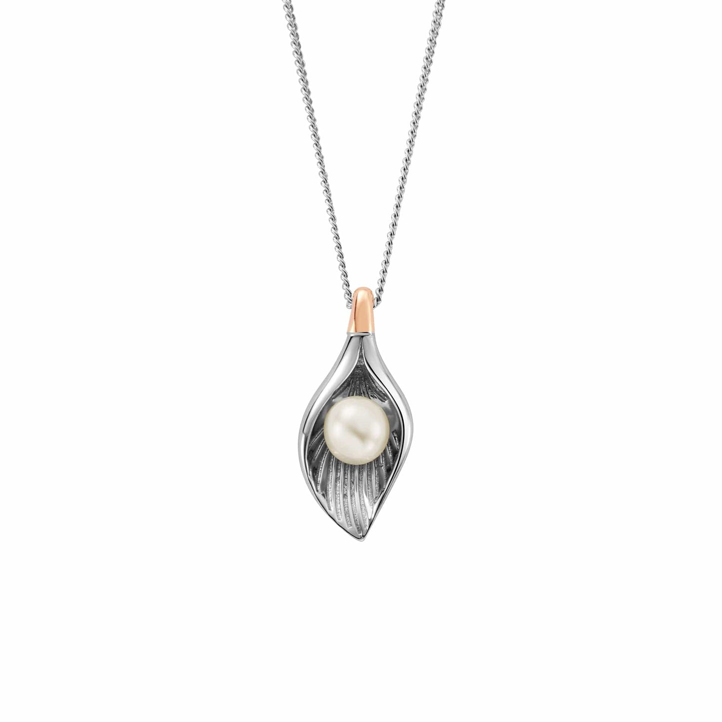 Nature's Wonder Sterling Silver Oyster Shell Pendant with Pearl