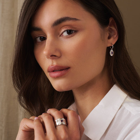 Royal Clogau® Sterling Silver Diana Earrings with Sapphires & Topaz