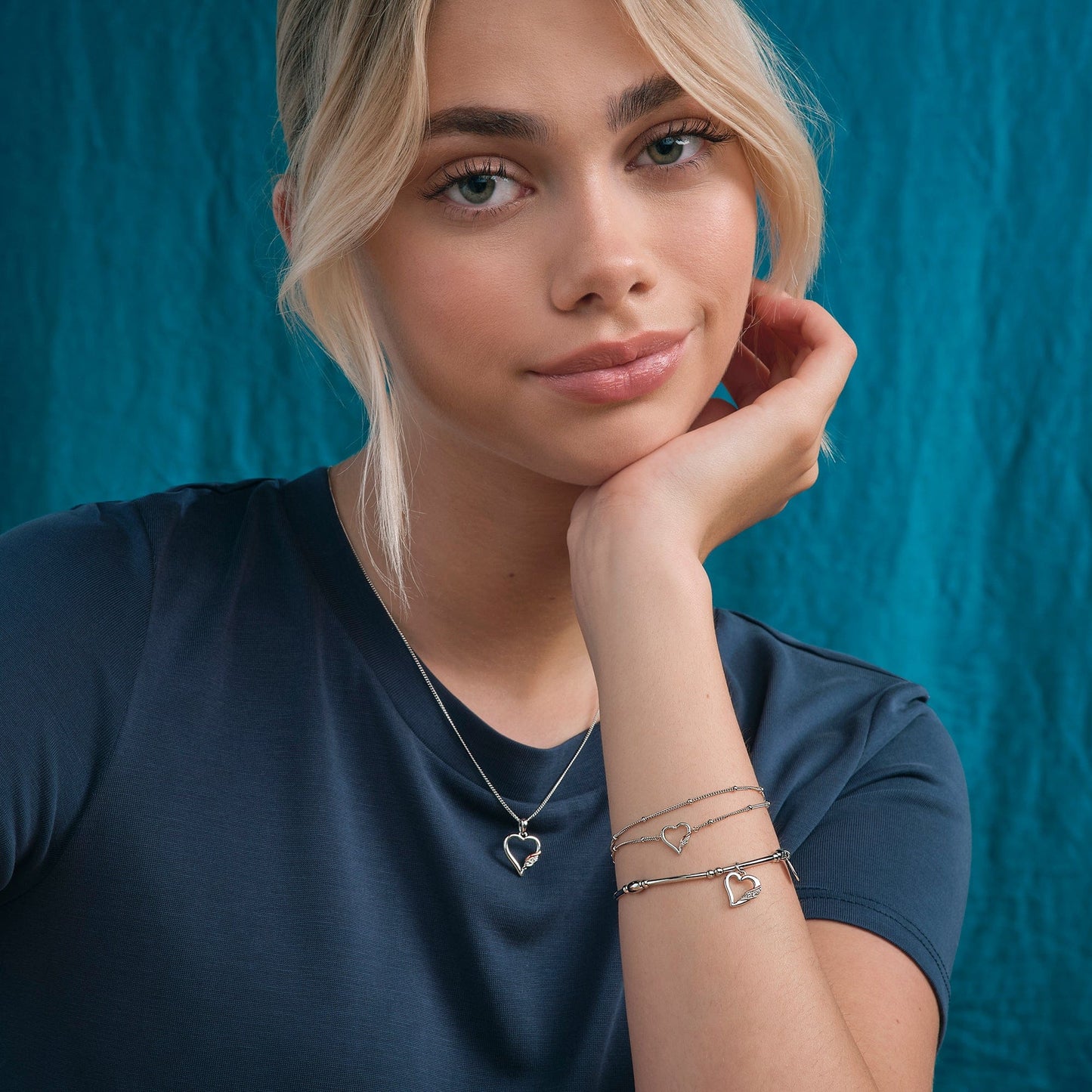 Past Present Future® Sterling Silver Heart Affinity Bracelet with Topaz