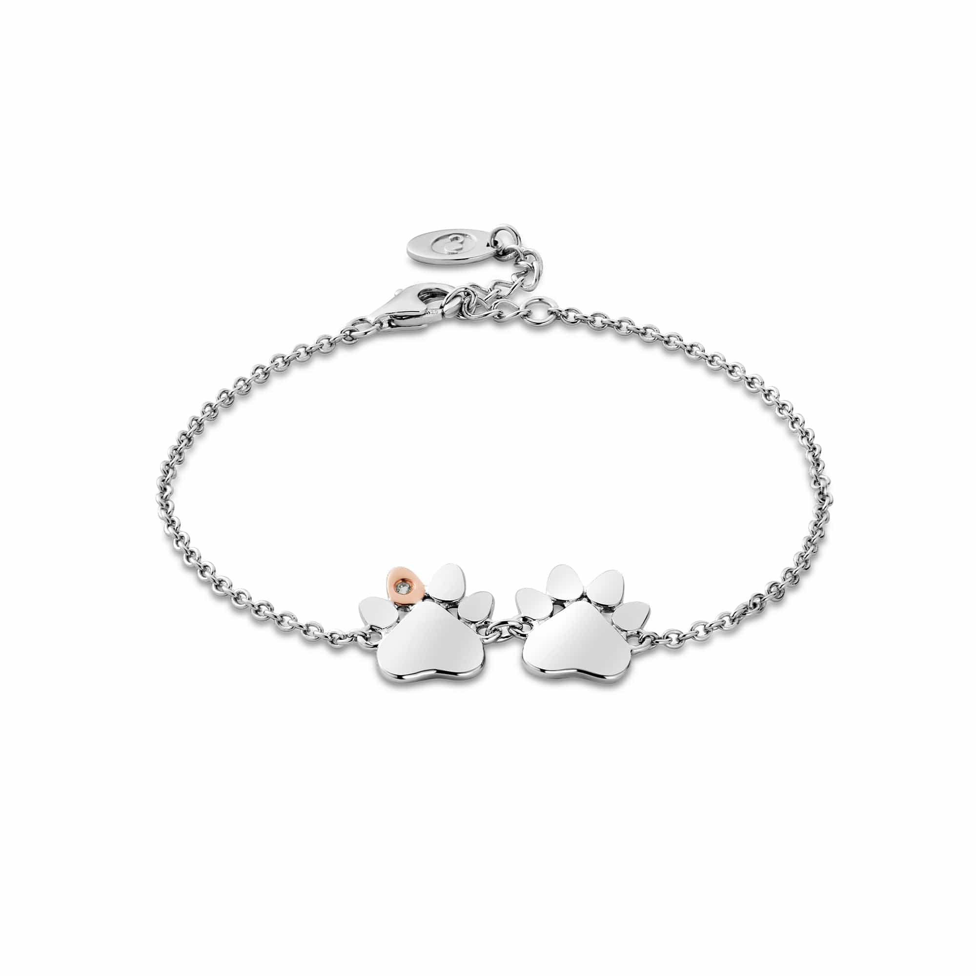 Paw Prints Sterling Silver Double-Paw Bracelet with Topaz – Clogau