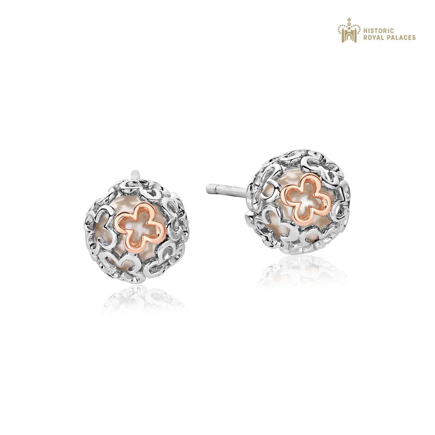 Tudor Court Silver and Pearl Stud Earrings