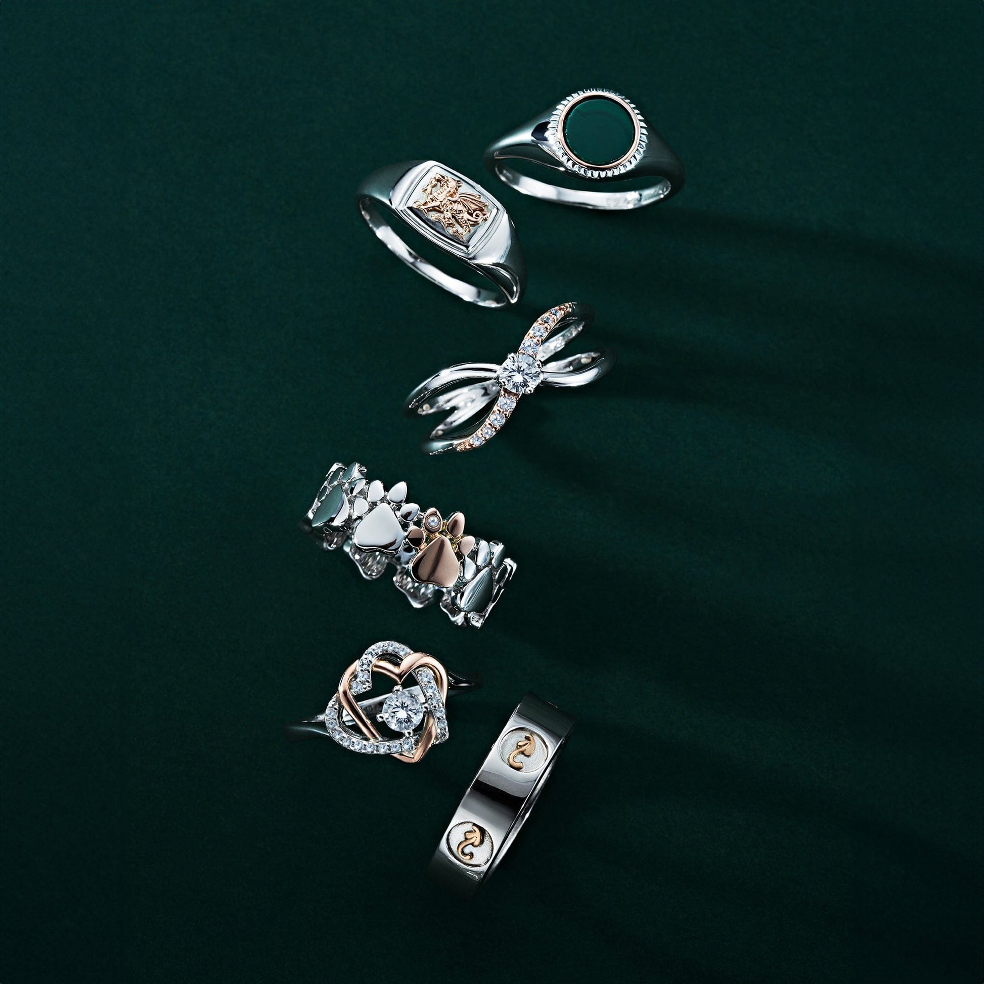 Forever Yours Sterling Silver Kiss Ring with Zircon