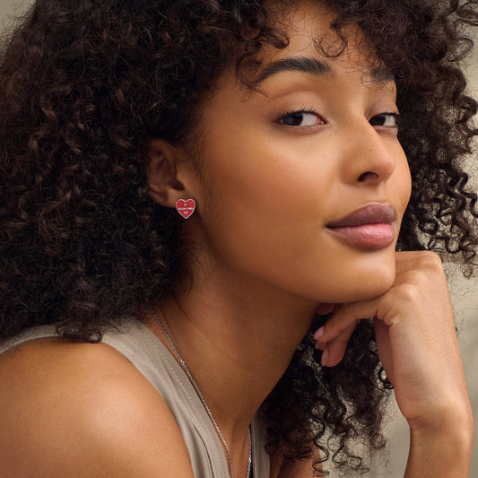 WRU Sterling Silver Welsh Heart Stud Earrings