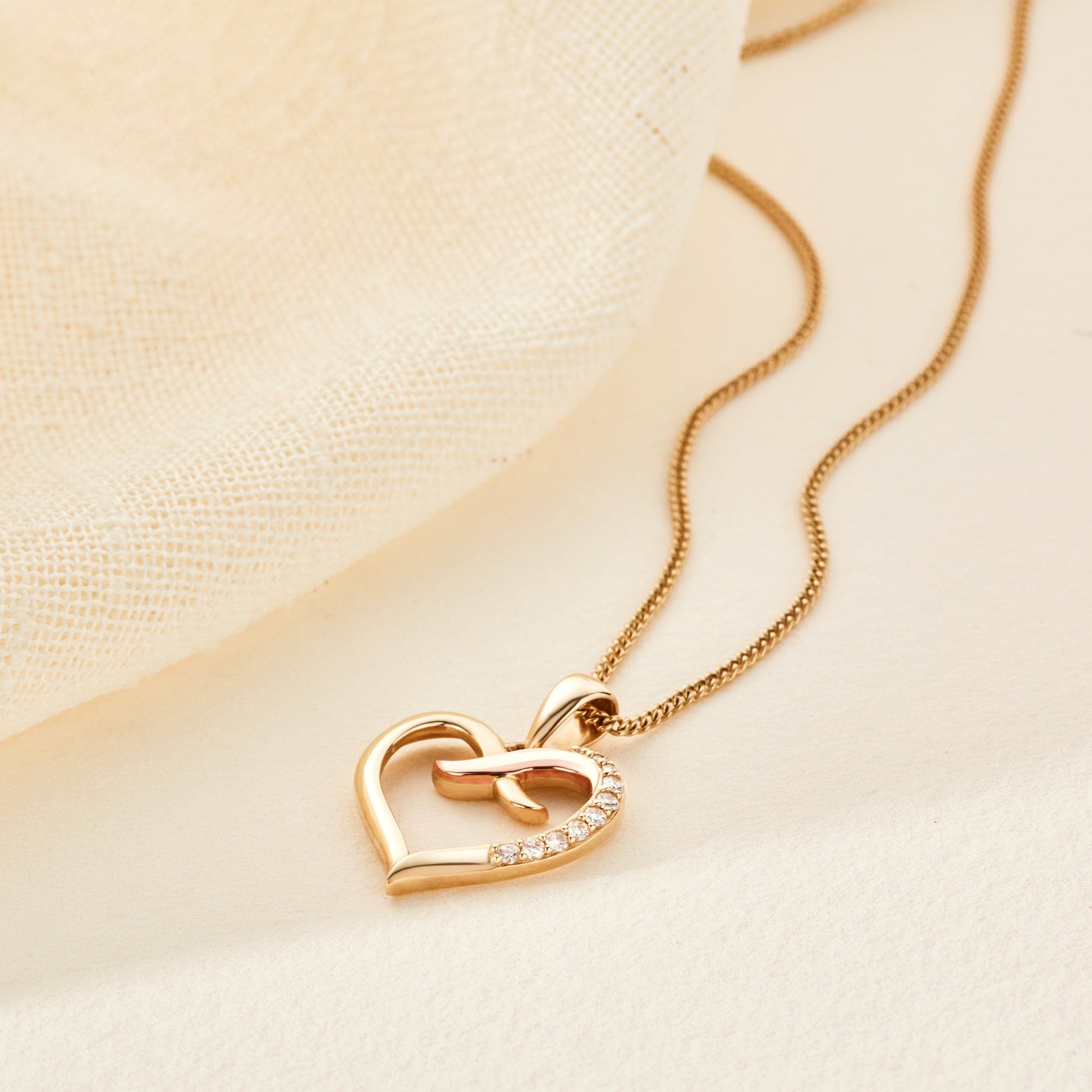 Forever Yours 9ct Solid Gold Kiss Pendant with Diamonds