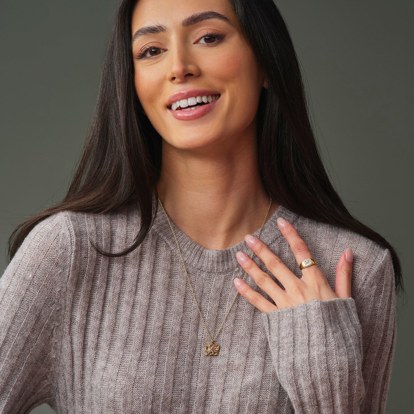 Royal Clogau® 9ct Solid Gold Welsh Dragon Signet Ring