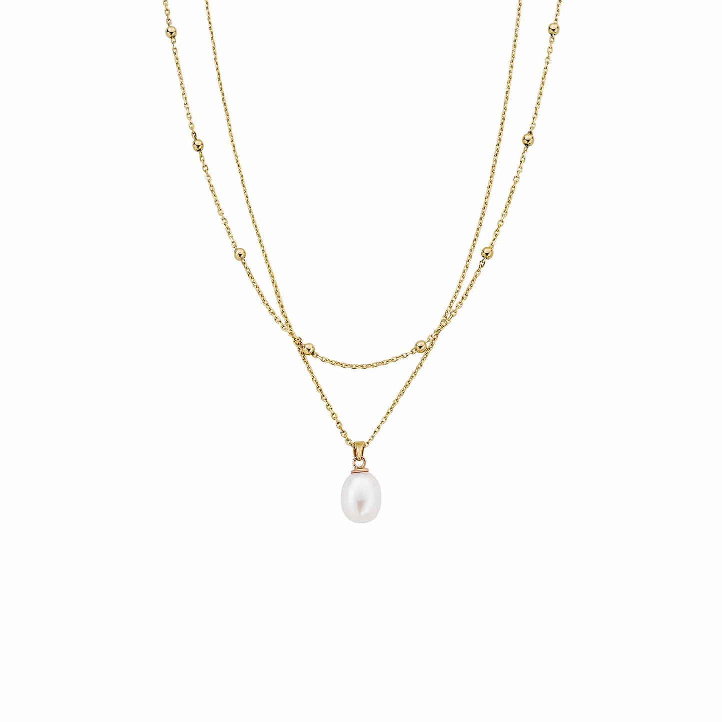 Nature's Wonder 9ct Solid Gold Beachcomber Layered Necklace with Pearl