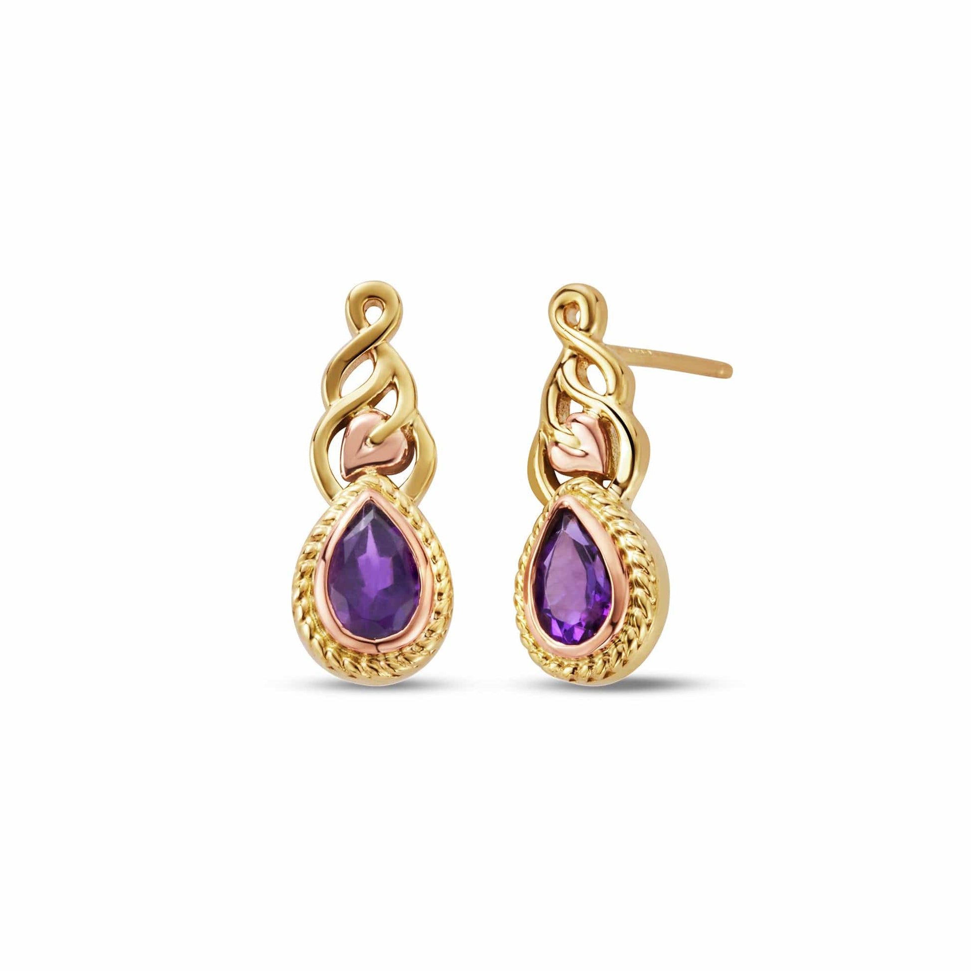 Royal Clogau® 9ct Solid Gold Delphinium Earrings with Amethysts