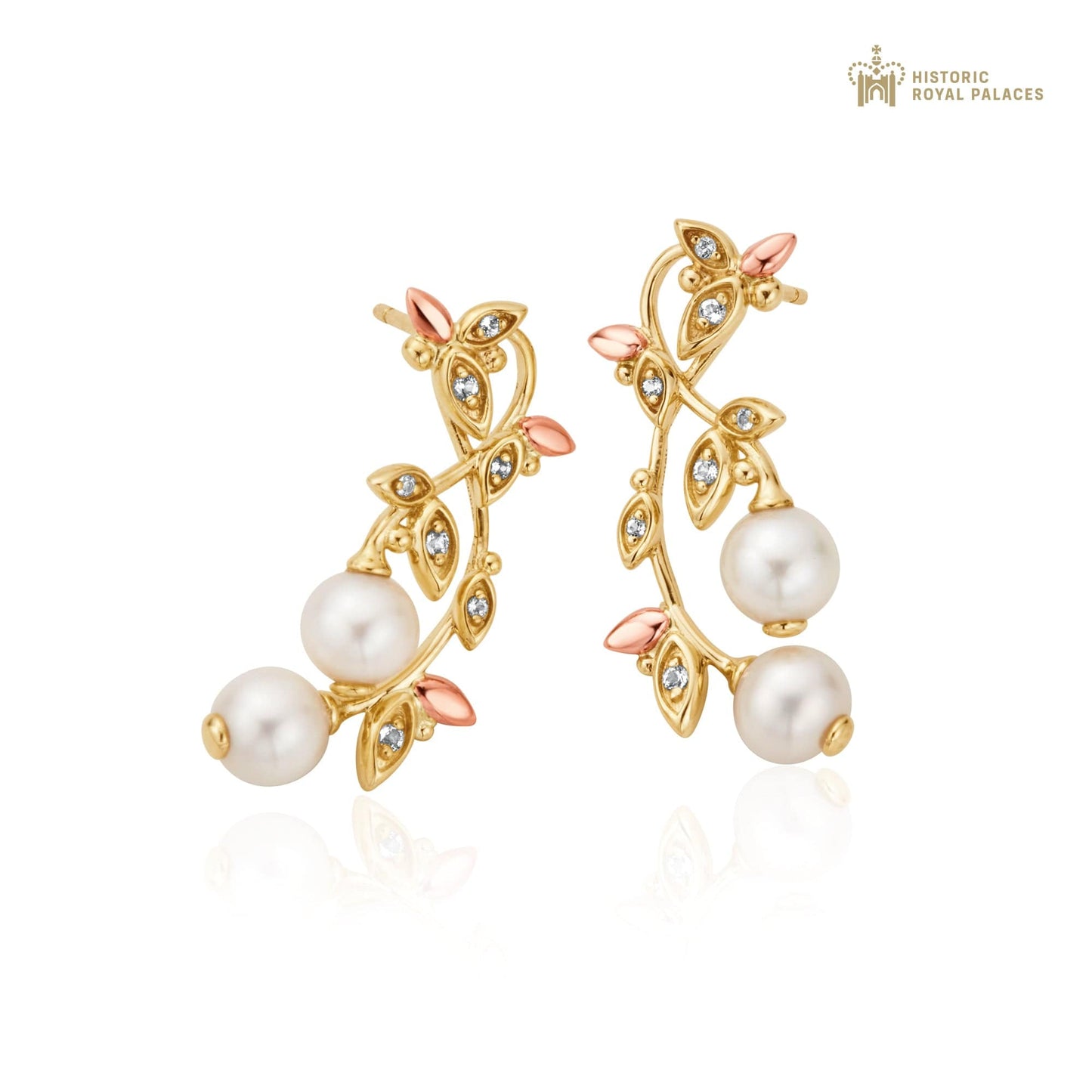 Lily of the Valley Gold, Diamond and Pearl Drop Earrings