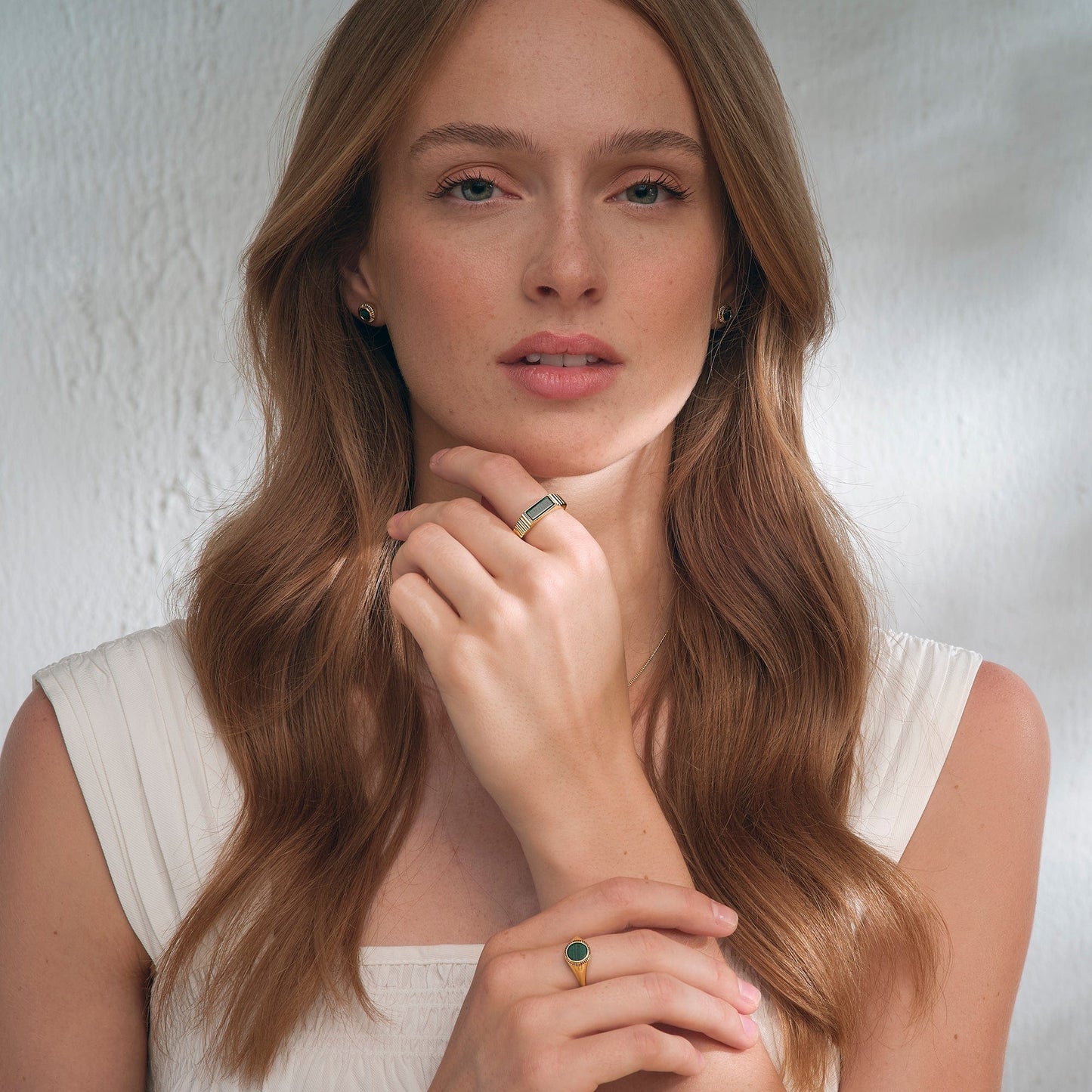Reflections of Padarn Gold and Malachite Rectangular Ring