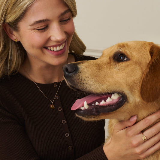 Paw Prints 9ct Solid Gold Stacking Ring with Diamond