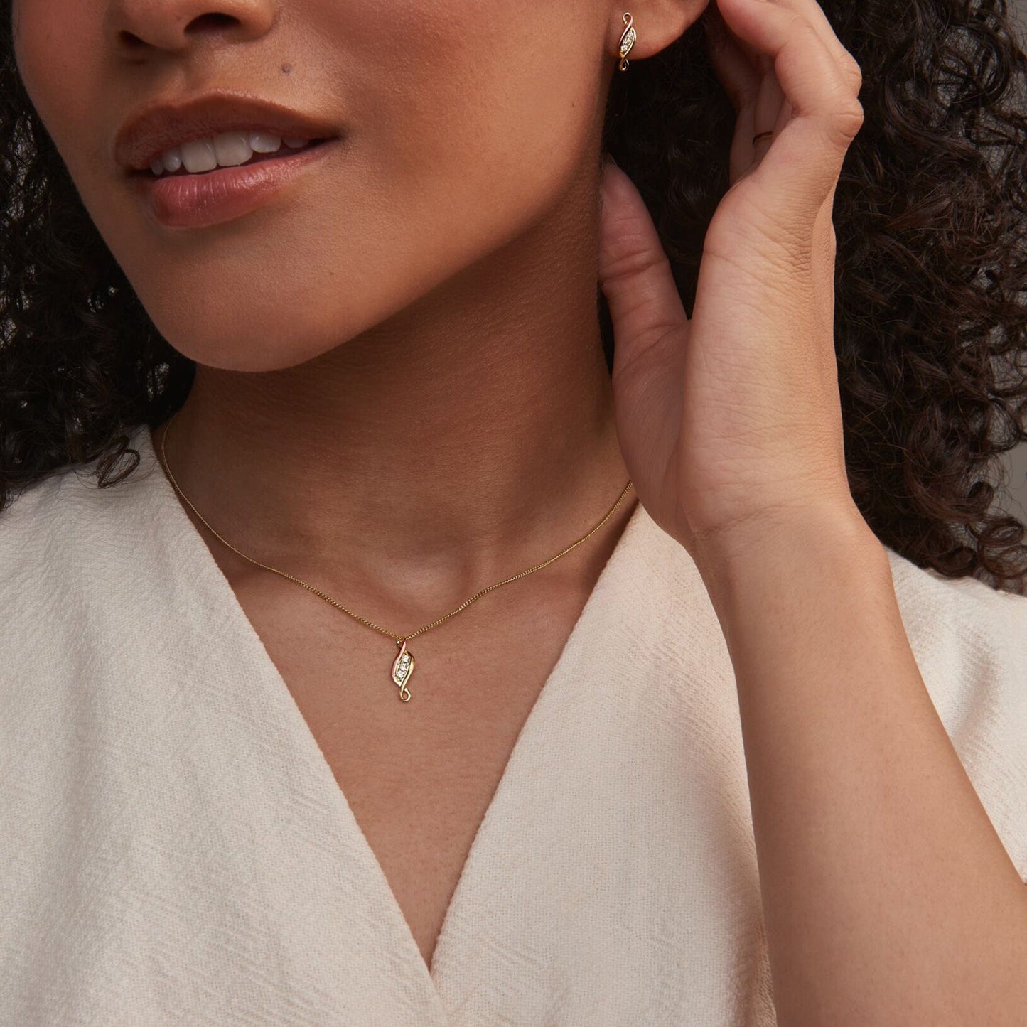 Past Present Future® 9ct Solid Gold Pendant with Diamonds