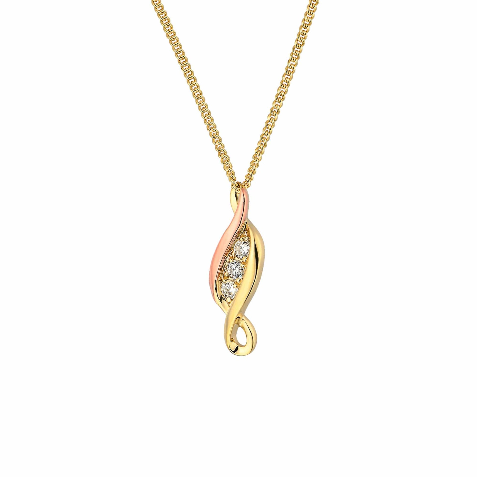 Past Present Future® 9ct Solid Gold Pendant with Diamonds