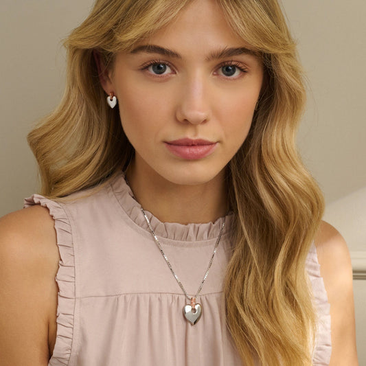 Cariad® Sterling Silver Big Heart Pendant with Diamond