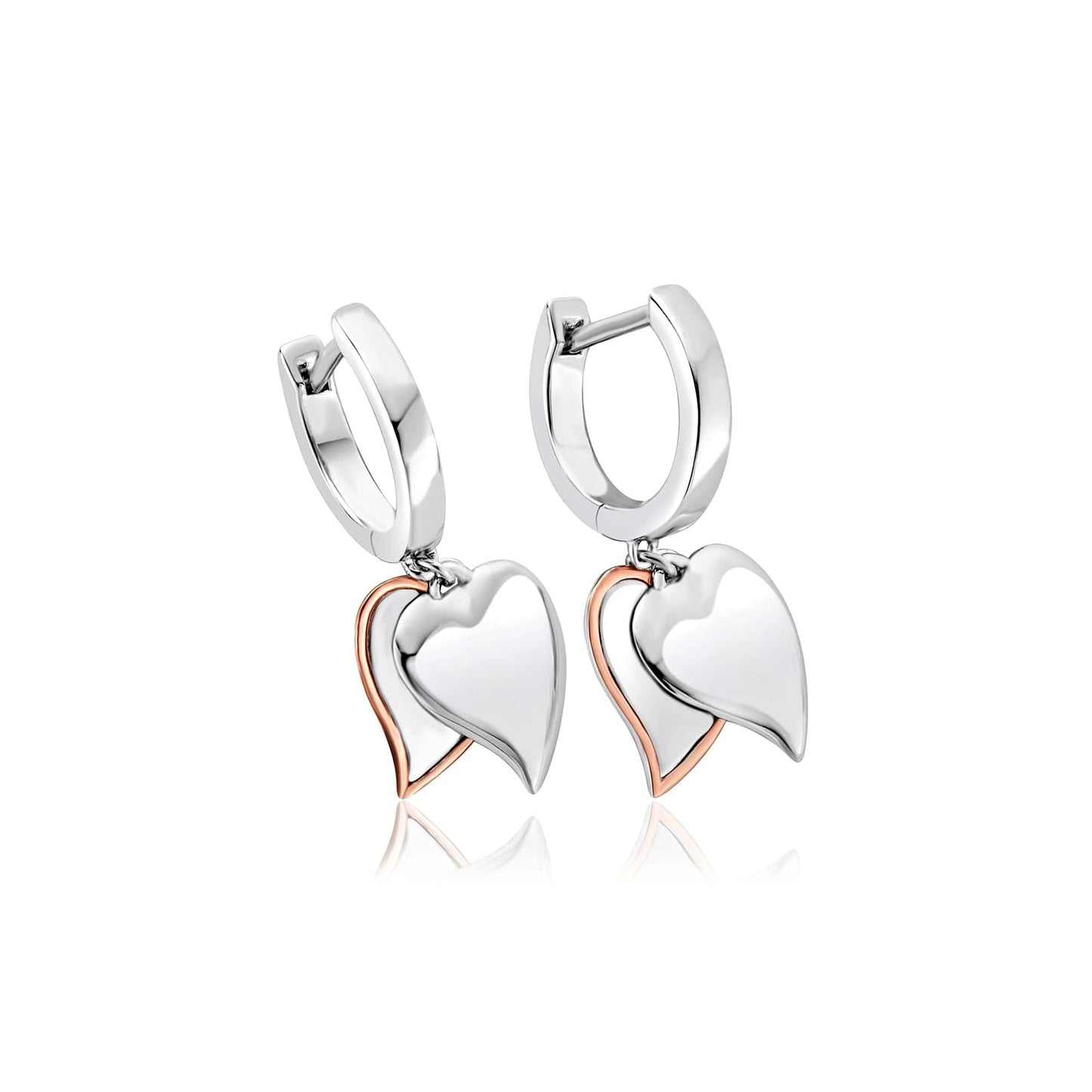 Cwtch Silver Double Heart Drop Earrings