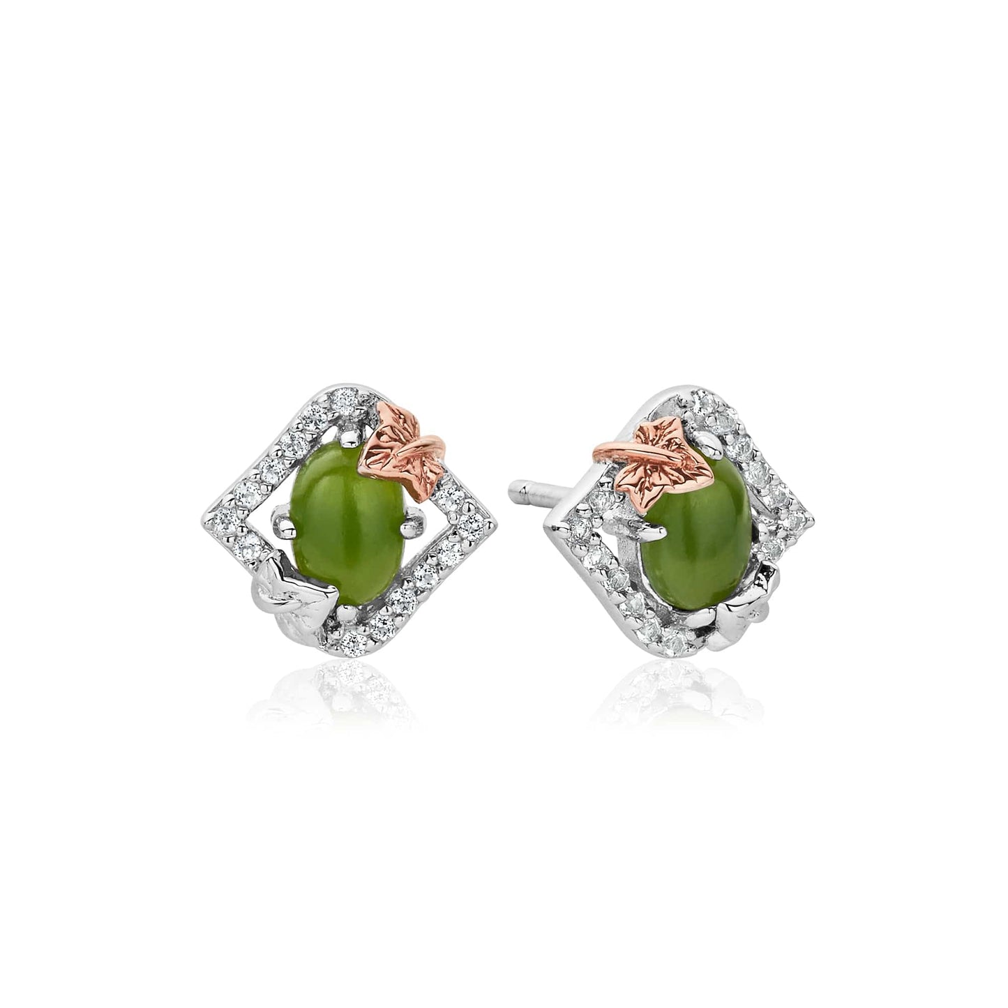 Ivy Leaf Silver and Green Jasper Stud Earrings