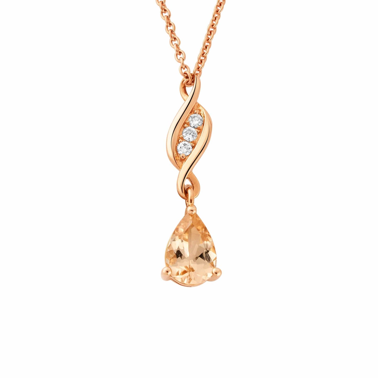 Past Present Future® 18ct Solid Gold 1854 Blend Pendant with Diamonds and Morganite