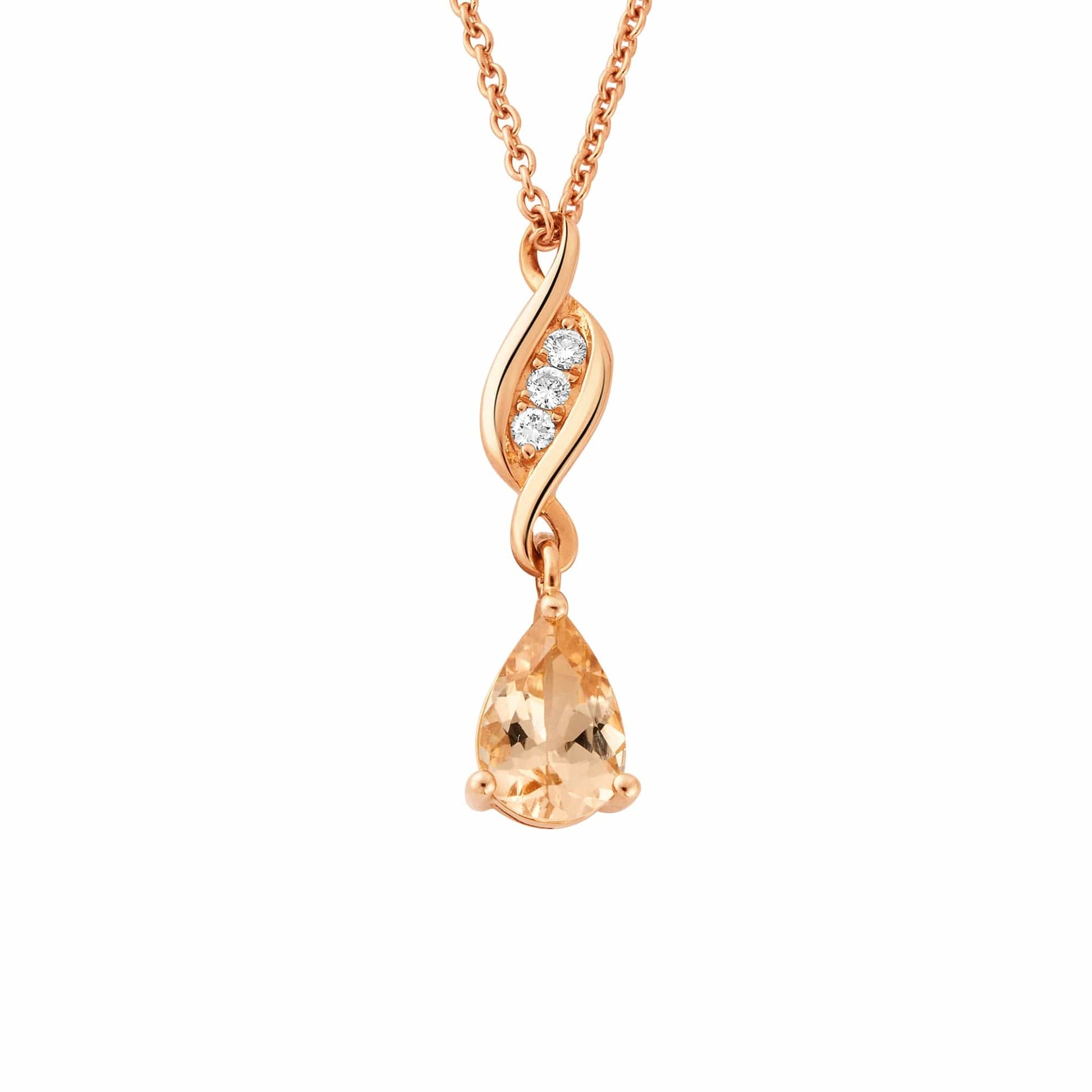 Past Present Future® 18ct Solid Gold 1854 Blend Pendant with Diamonds and Morganite