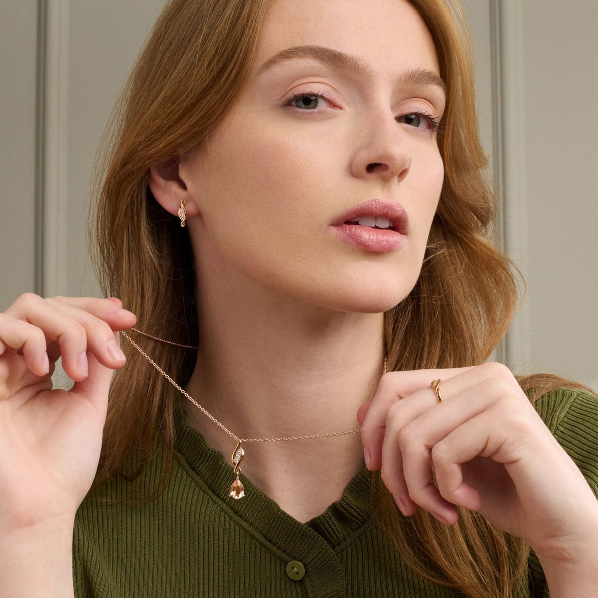 Past Present Future® 18ct Solid Gold 1854 Blend Pendant with Diamonds and Morganite