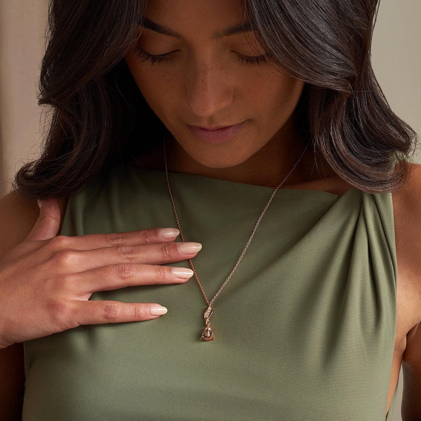 Past Present Future® 18ct Solid Gold 1854 Blend Pendant with Diamonds and Morganite