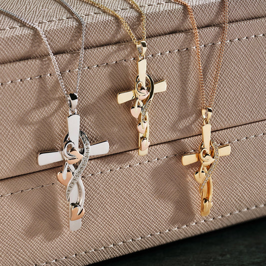 Tree of Life® Sterling Silver Vine Cross Pendant with Swarovski® Zirconia