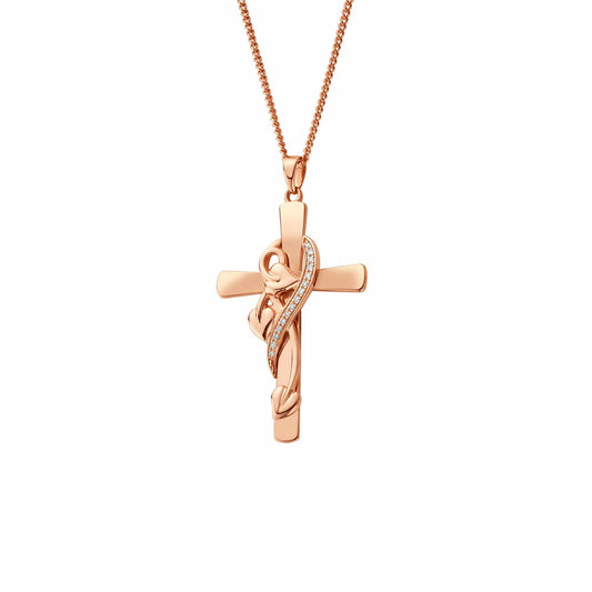 Tree of Life® 18ct Solid Gold 1854 Blend Vine Cross Pendant with Diamonds