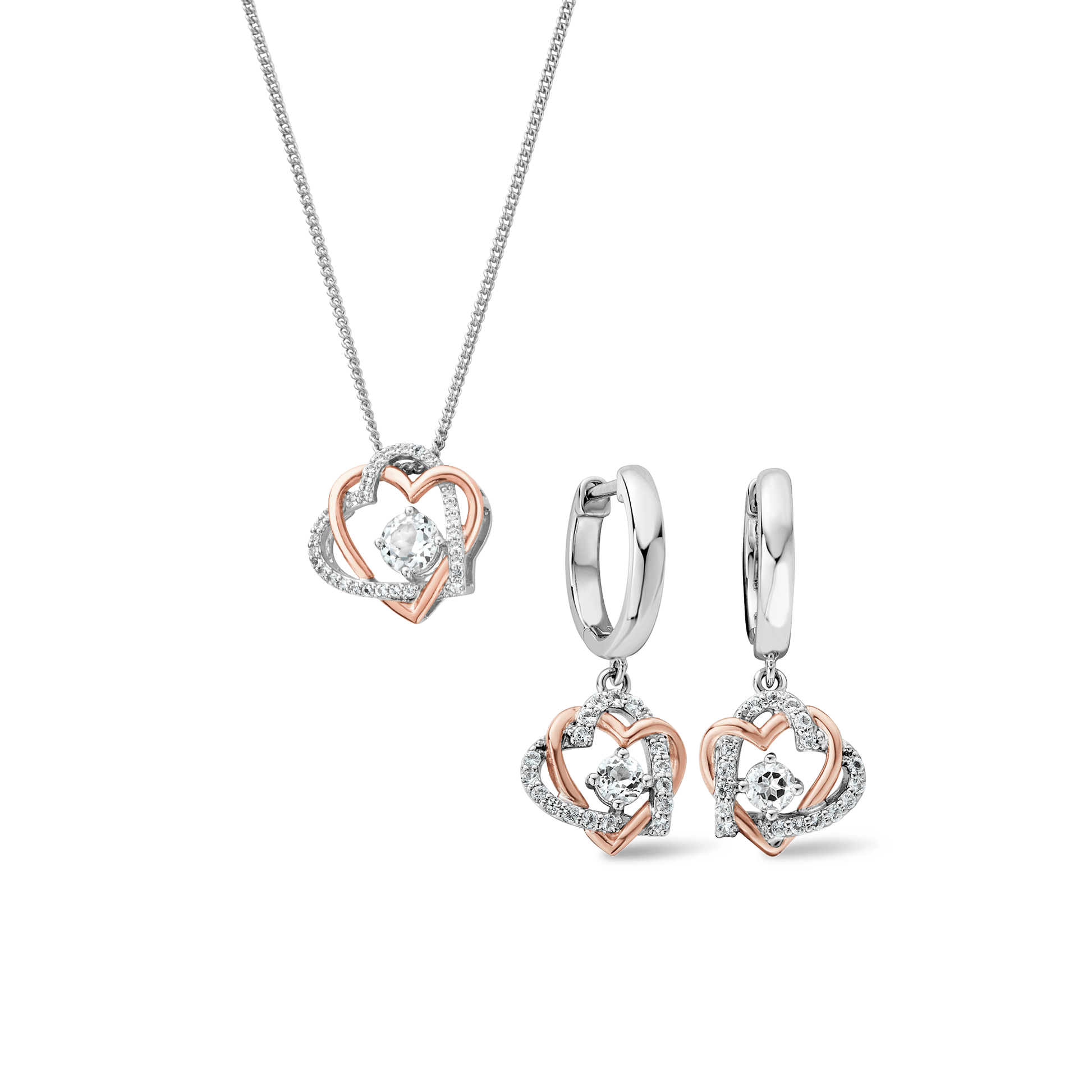 Forever Yours Sterling Silver Heart Set