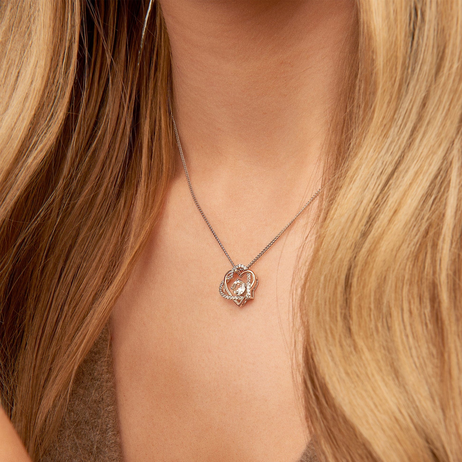 Forever Yours Sterling Silver Heart Pendant with Topaz