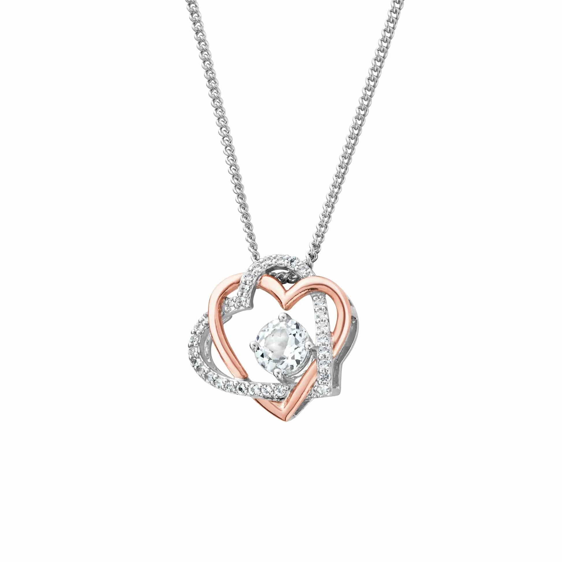 Forever Yours Sterling Silver Heart Pendant with Topaz
