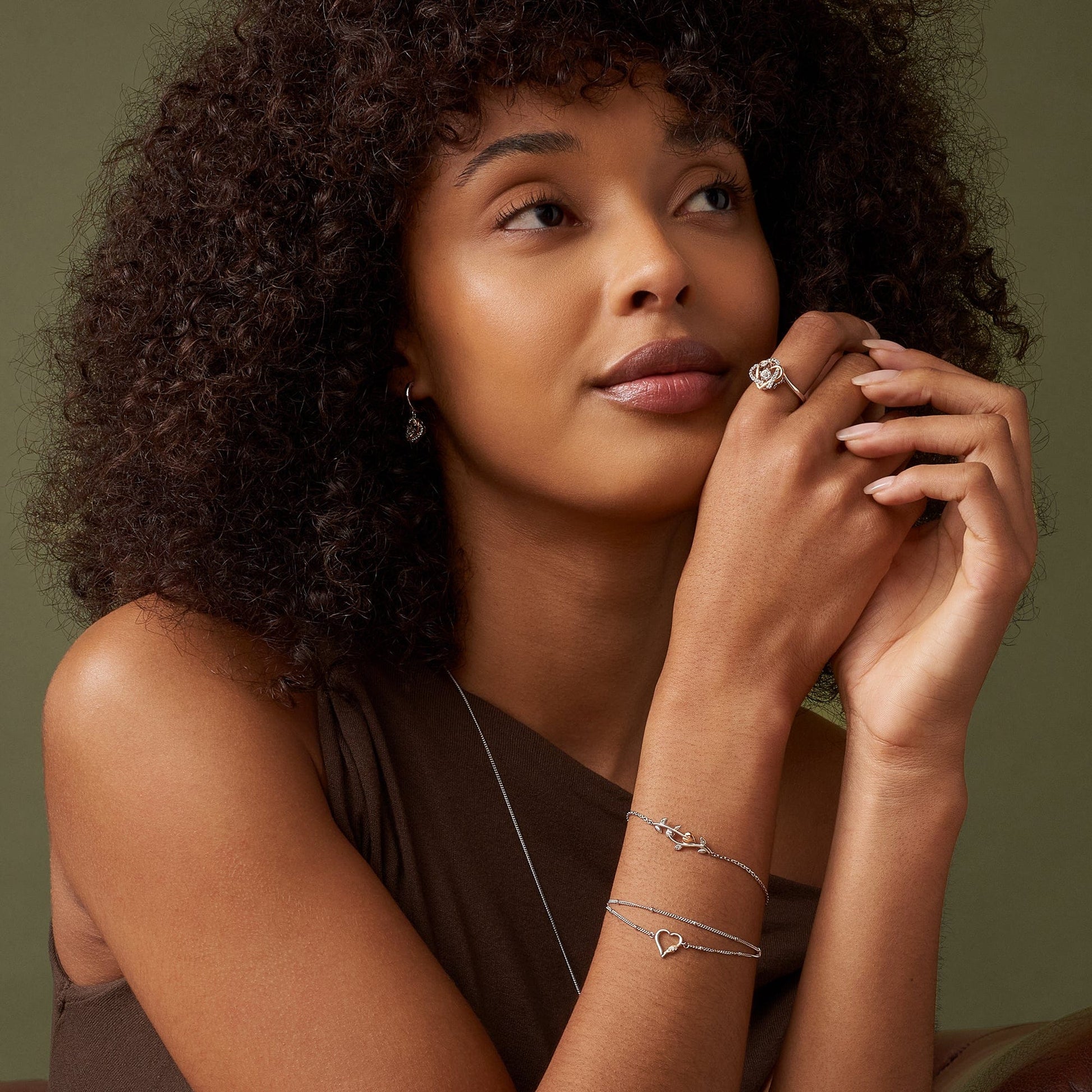 Past Present Future® Sterling Silver Heart Double-Chain Bracelet with Topaz