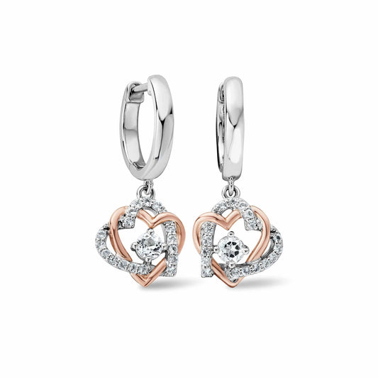 Forever Yours Sterling Silver Heart Drop Earrings with Swarovski® Zirconia