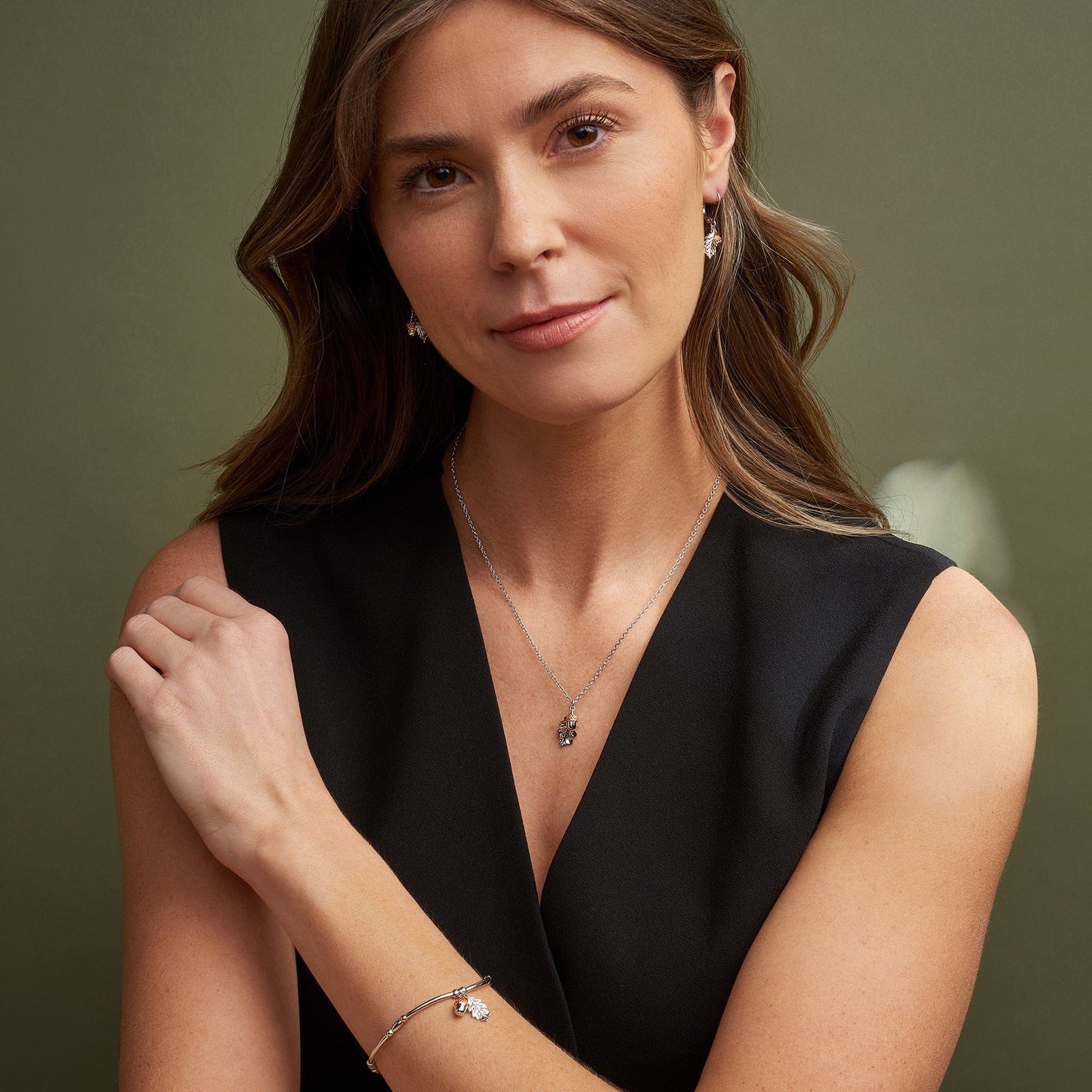 Royal Clogau® Sterling Silver Oak Leaf Earrings with Topaz
