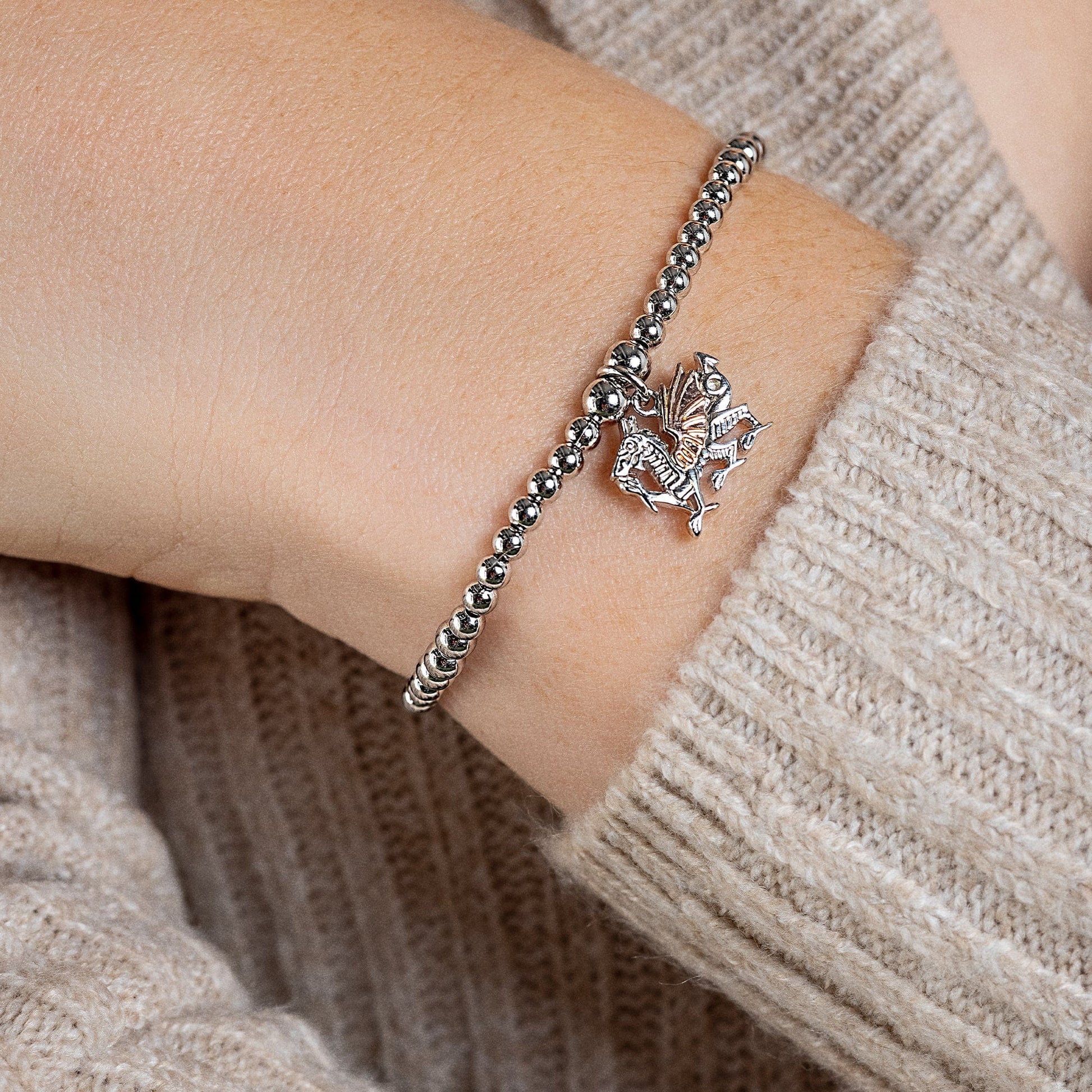 Royal Clogau® Sterling Silver Welsh Dragon Affinity Bracelet with Topaz