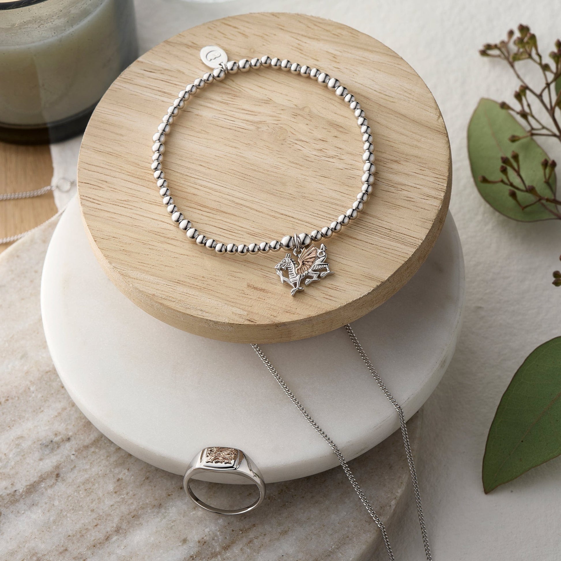 Royal Clogau® Sterling Silver Welsh Dragon Affinity Bracelet with Topaz