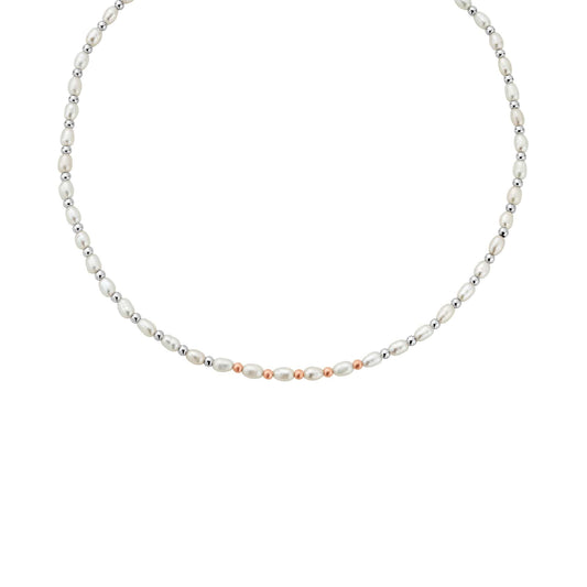 Nature's Wonder Sterling Silver Beachcomber Choker with Pearls